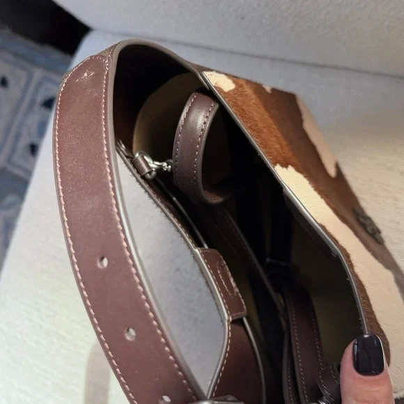 Tory Burch Brown and Cream Cowhide Hobo Bag - Picture 7 of 7